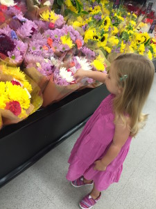 "Mom, can we look at the flowers today? Can I have all of these at my birthday party?" She makes me stop and smell the flowers in a good way all of the time--even when grocery shopping.